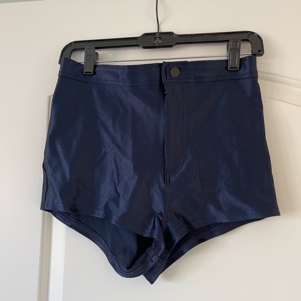 American Apparel Shiny high waist Navy shorts